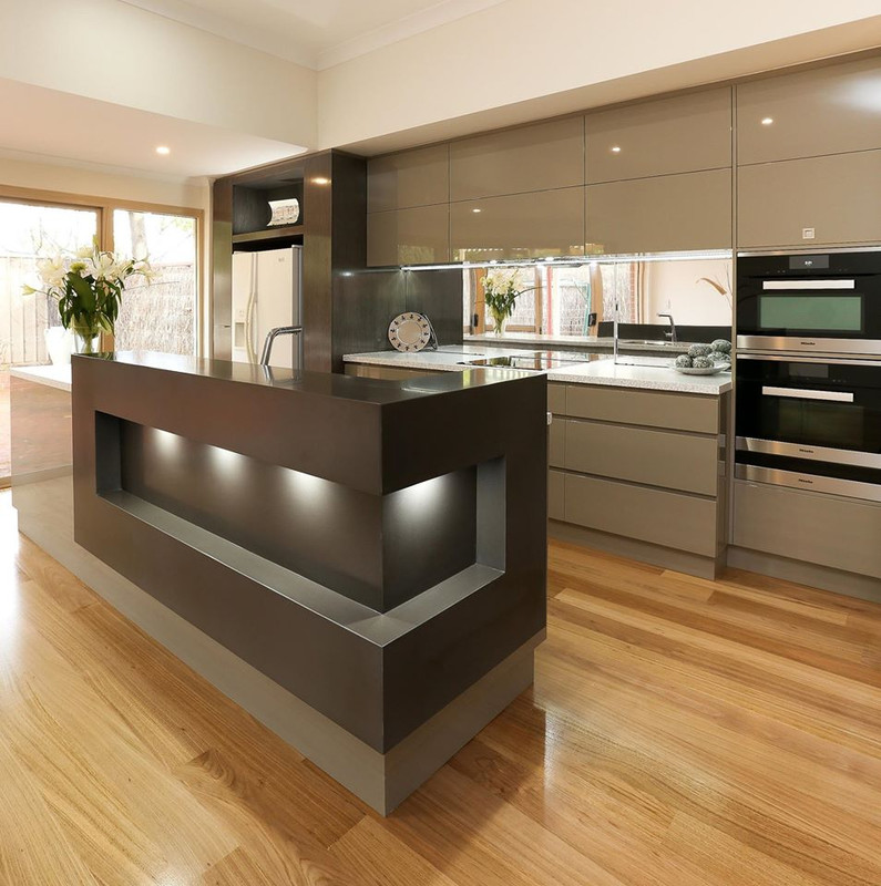Modern kitchen with dark granite benchtop