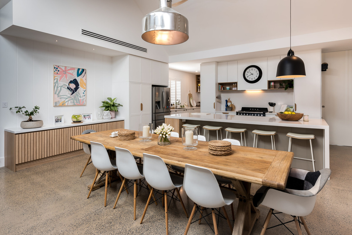 Open plan kitchen and dining room design