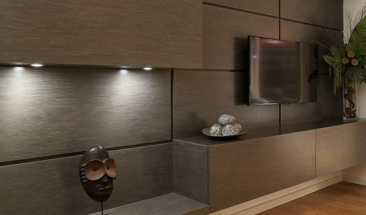 Sleek brown timber custom joinery design